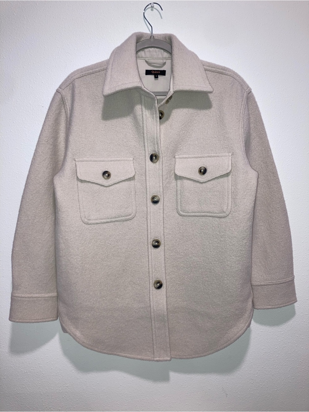 Quince 100% Merino Wool Shirt Jacket in Heather Bone Women’s Small Shacket - Picture 12 of 12